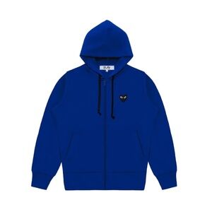 COMME DES GARCONS CDG PLAY NAVY BLUE HEART FULL ZIP BACK PRINT HOODIE SIZE XL